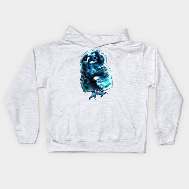 Baby Blue Owl Kids Hoodie by fuzzydragons